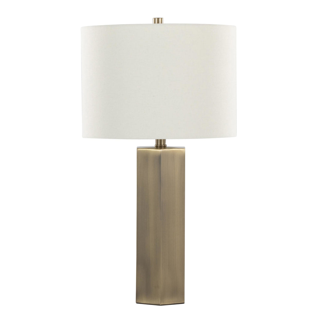 Huit 26" Metal Table Lamp - Set of 2 - Antique Brass, White Linen