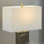 Royce 26" Metal Table Lamp - Set of 2 - Antique Brass Metal, White Linen