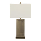 Royce 26" Metal Table Lamp - Set of 2 - Antique Brass Metal, White Linen