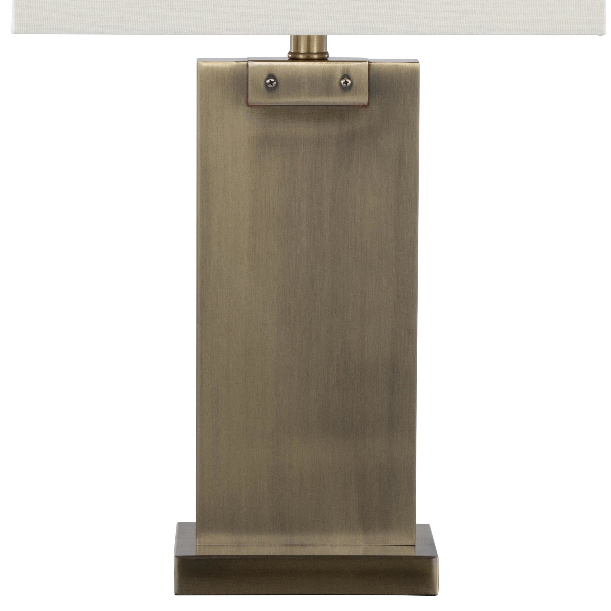 Royce 26" Metal Table Lamp - Set of 2 - Antique Brass Metal, White Linen