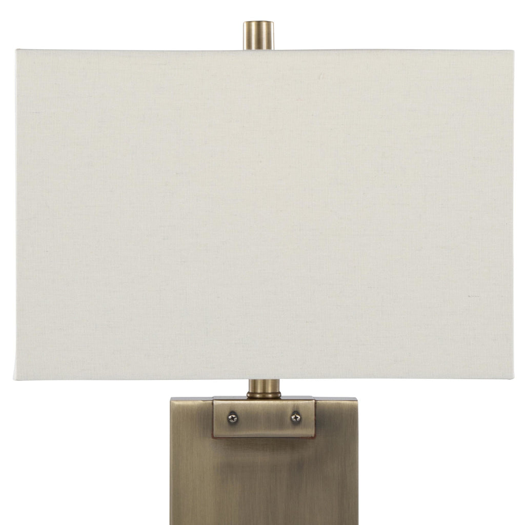 Royce 26" Metal Table Lamp - Set of 2 - Antique Brass Metal, White Linen