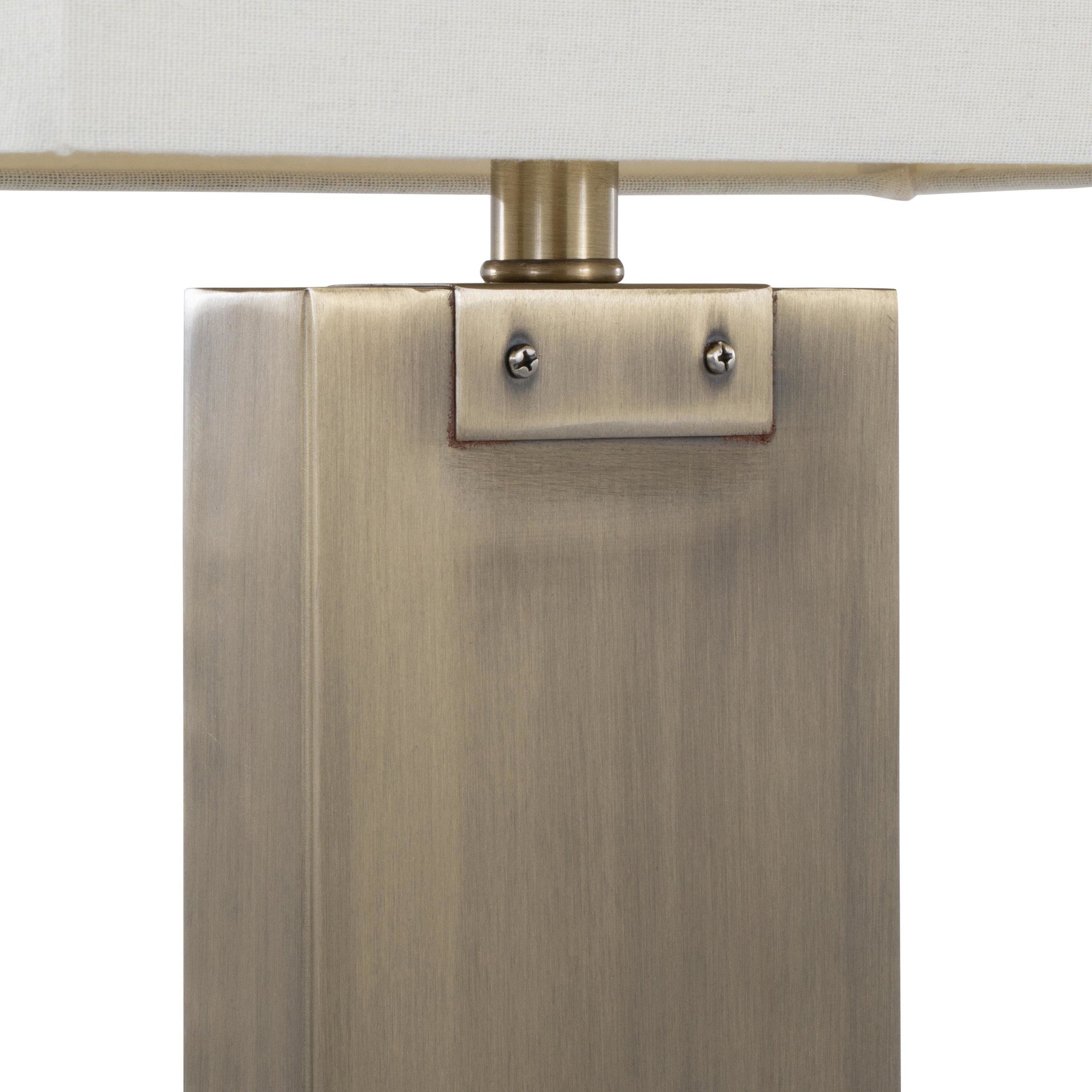 Royce 26" Metal Table Lamp - Set of 2 - Antique Brass Metal, White Linen