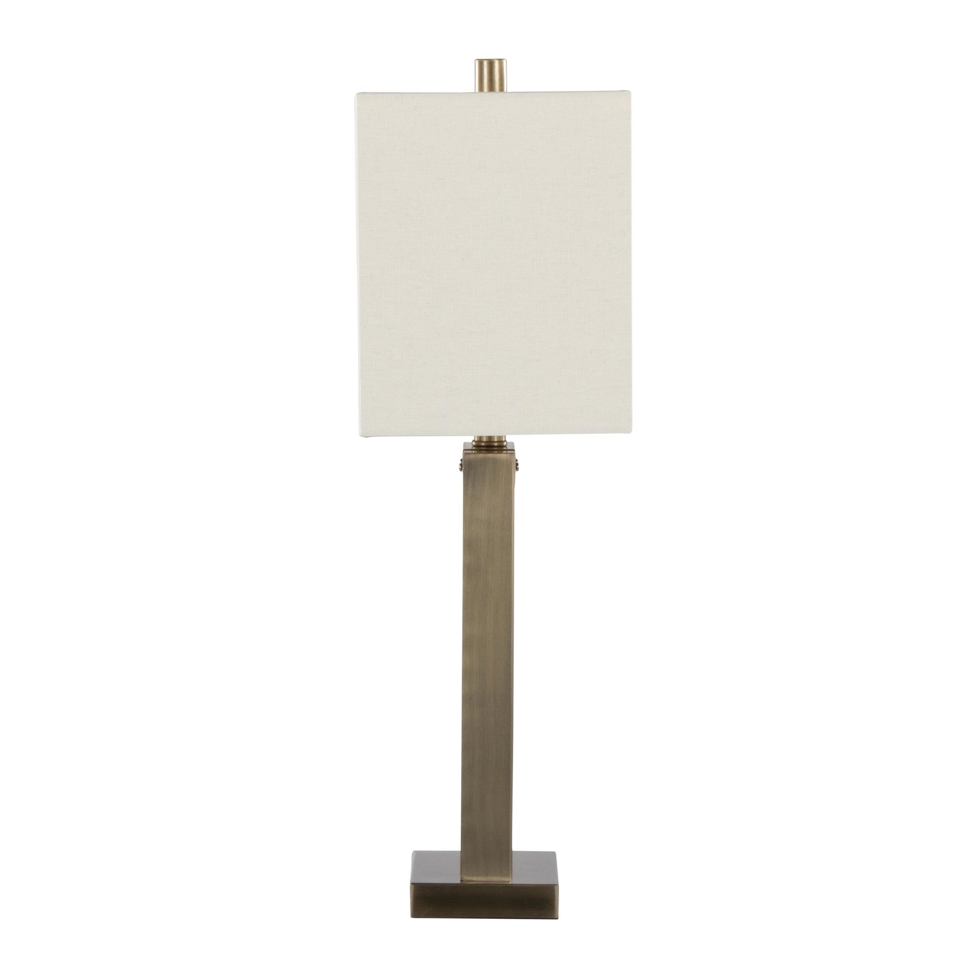 Royce 26" Metal Table Lamp - Set of 2 - Antique Brass Metal, White Linen
