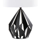 Geome Tri 28" Metal Table Lamp - Set of 2 - Matte Black Metal, White Linen