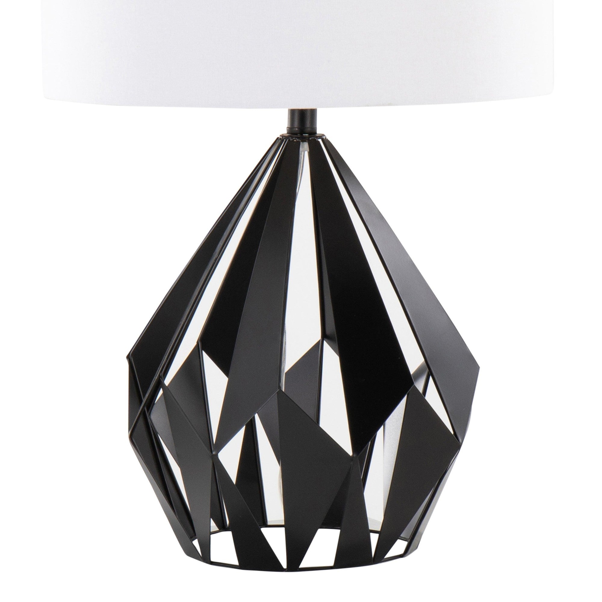 Geome Tri 28" Metal Table Lamp - Set of 2 - Matte Black Metal, White Linen