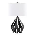 Geome Tri 28" Metal Table Lamp - Set of 2 - Matte Black Metal, White Linen
