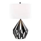 Geome Tri 28" Metal Table Lamp - Set of 2 - Matte Black Metal, White Linen