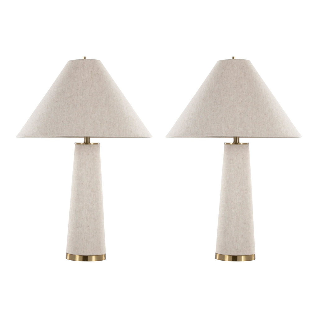 Kona 28" Metal Table Lamp - Set of 2 - Brass Metal, Natural Linen