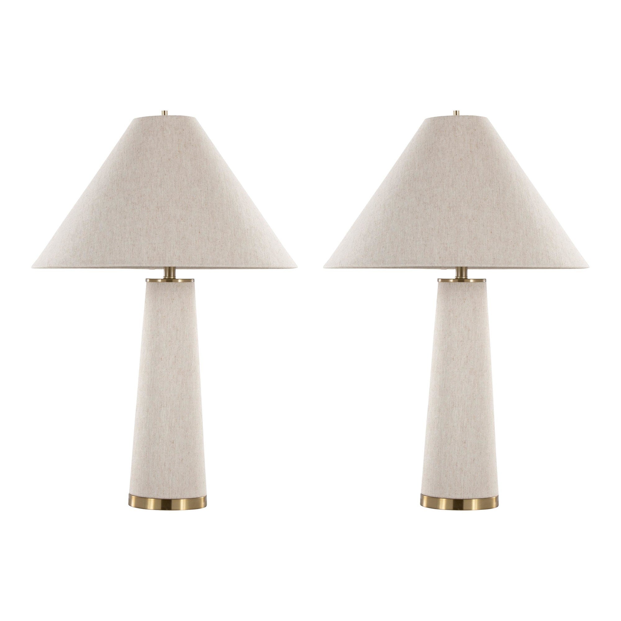 Kona 28" Metal Table Lamp - Set of 2 - Brass Metal, Natural Linen