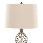 Linx Twist 29" Metal Table Lamp - Set of 2 - Antique Soft Brass, White Linen