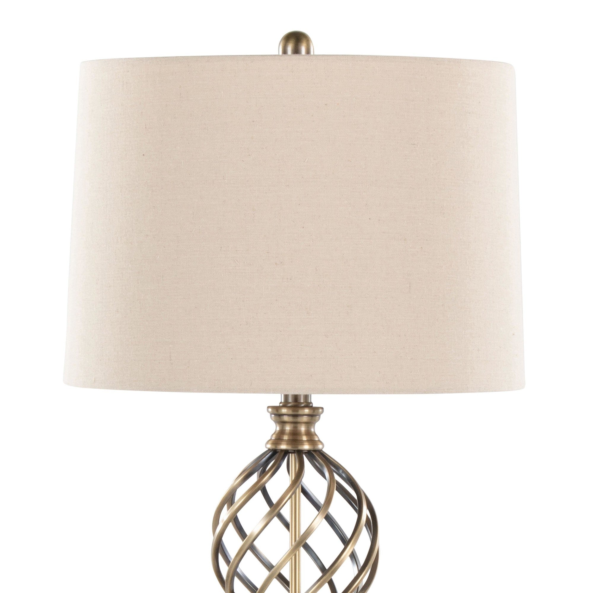 Linx Twist 29" Metal Table Lamp - Set of 2 - Antique Soft Brass, White Linen