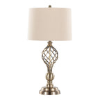 Linx Twist 29" Metal Table Lamp - Set of 2 - Antique Soft Brass, White Linen