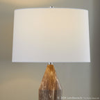 Point 30" Metal Table Lamp - Set of 2 - Brown Marble Metal, White Linen