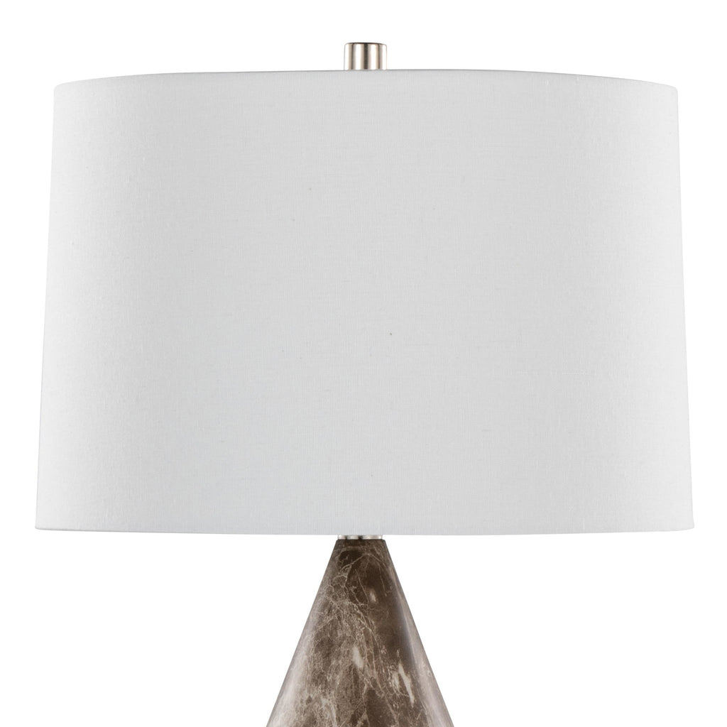 Point 30" Metal Table Lamp - Set of 2 - Brown Marble Metal, White Linen