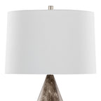 Point 30" Metal Table Lamp - Set of 2 - Brown Marble Metal, White Linen