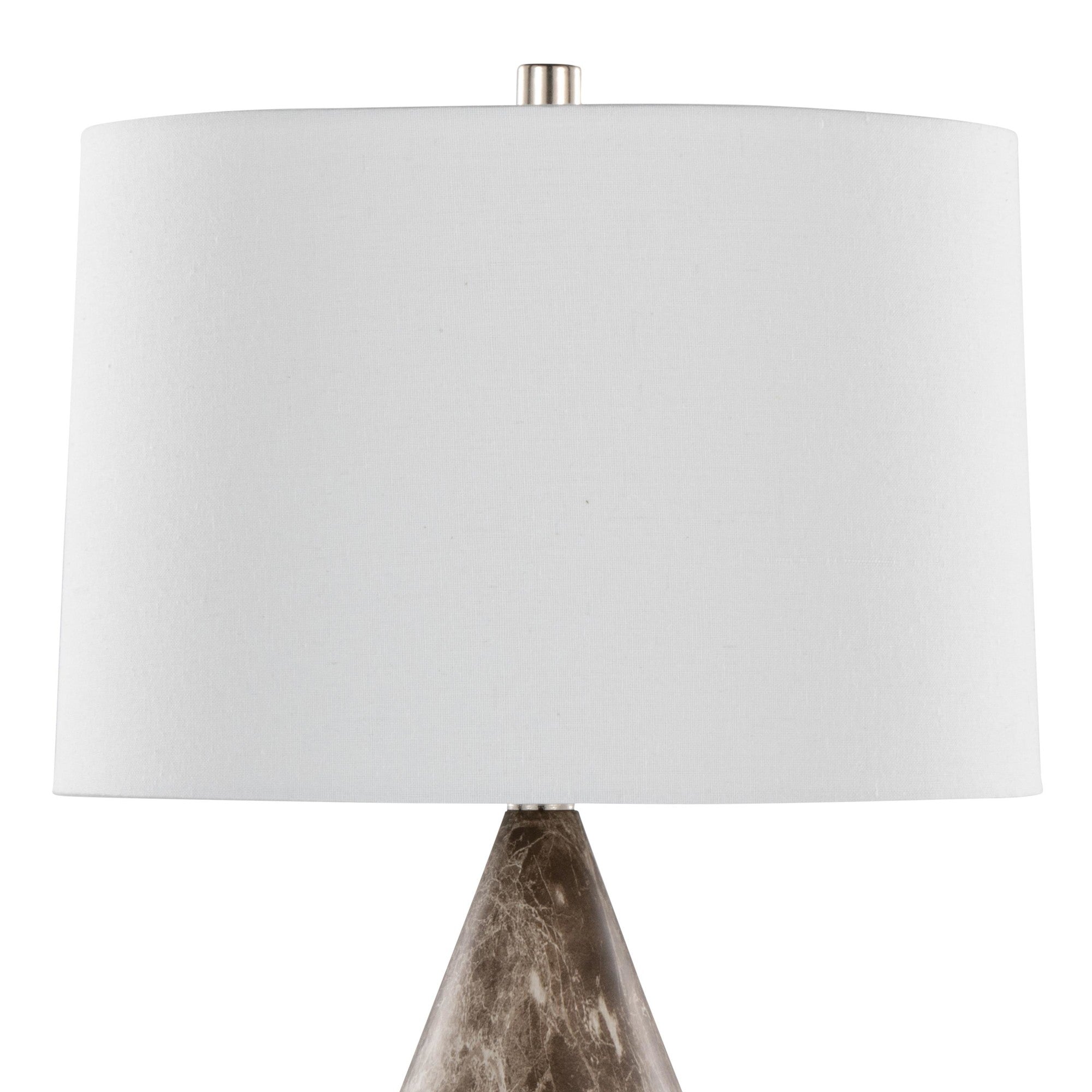 Point 30" Metal Table Lamp - Set of 2 - Brown Marble Metal, White Linen