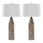 Point 30" Metal Table Lamp - Set of 2 - Brown Marble Metal, White Linen