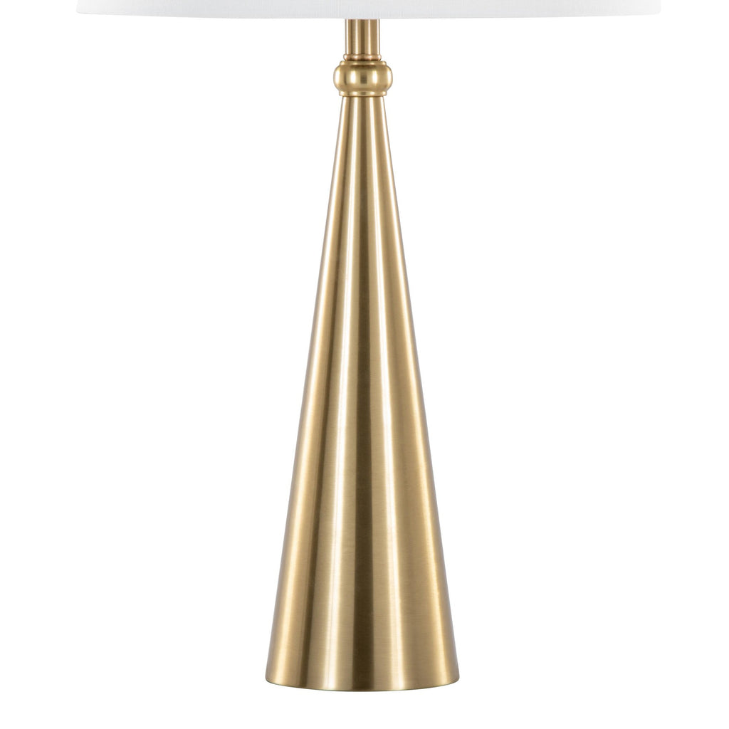 Cone 30" Metal Table Lamp - Set of 2 - Gold Metal, White Linen