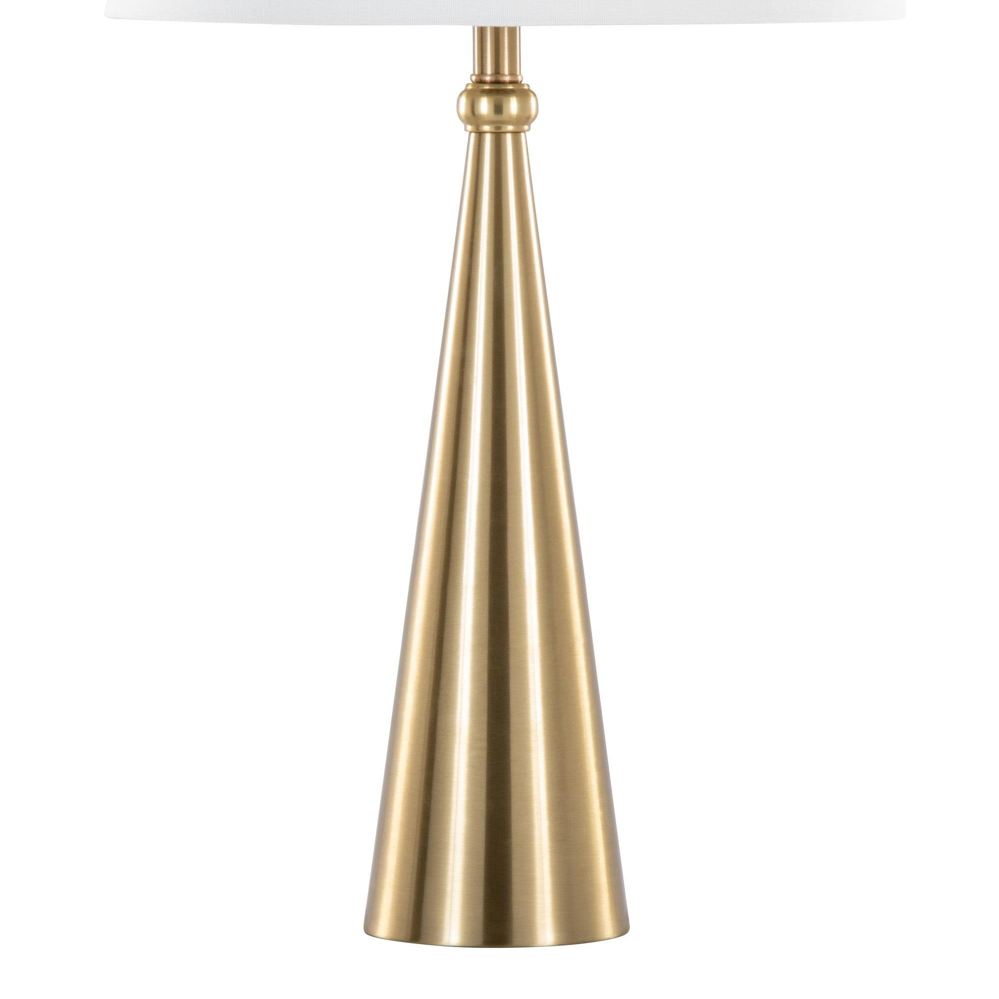 Cone 30" Metal Table Lamp - Set of 2 - Gold Metal, White Linen