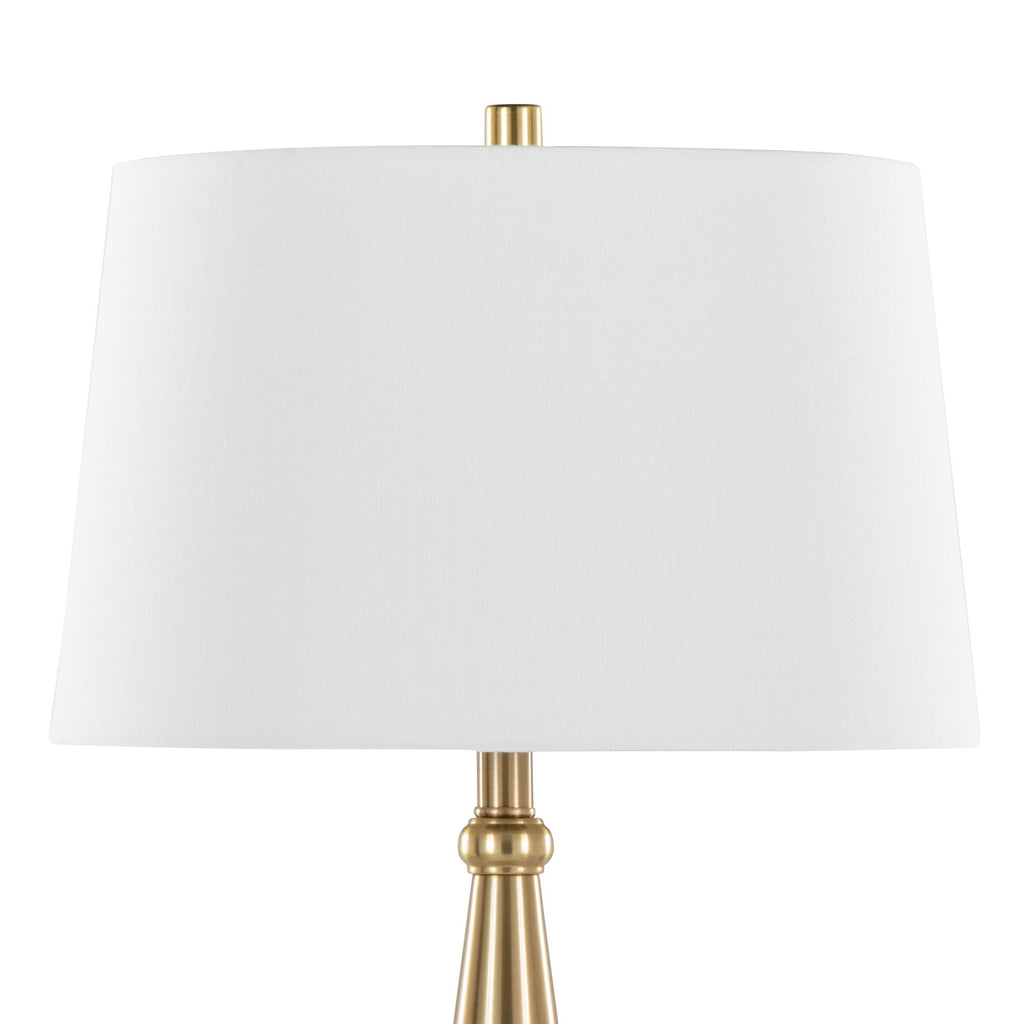 Cone 30" Metal Table Lamp - Set of 2 - Gold Metal, White Linen