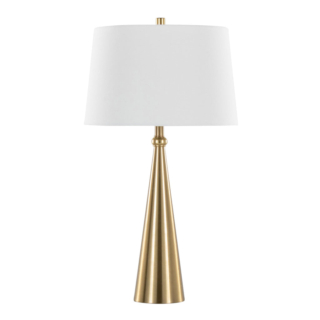 Cone 30" Metal Table Lamp - Set of 2 - Gold Metal, White Linen