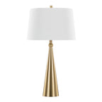 Cone 30" Metal Table Lamp - Set of 2 - Gold Metal, White Linen