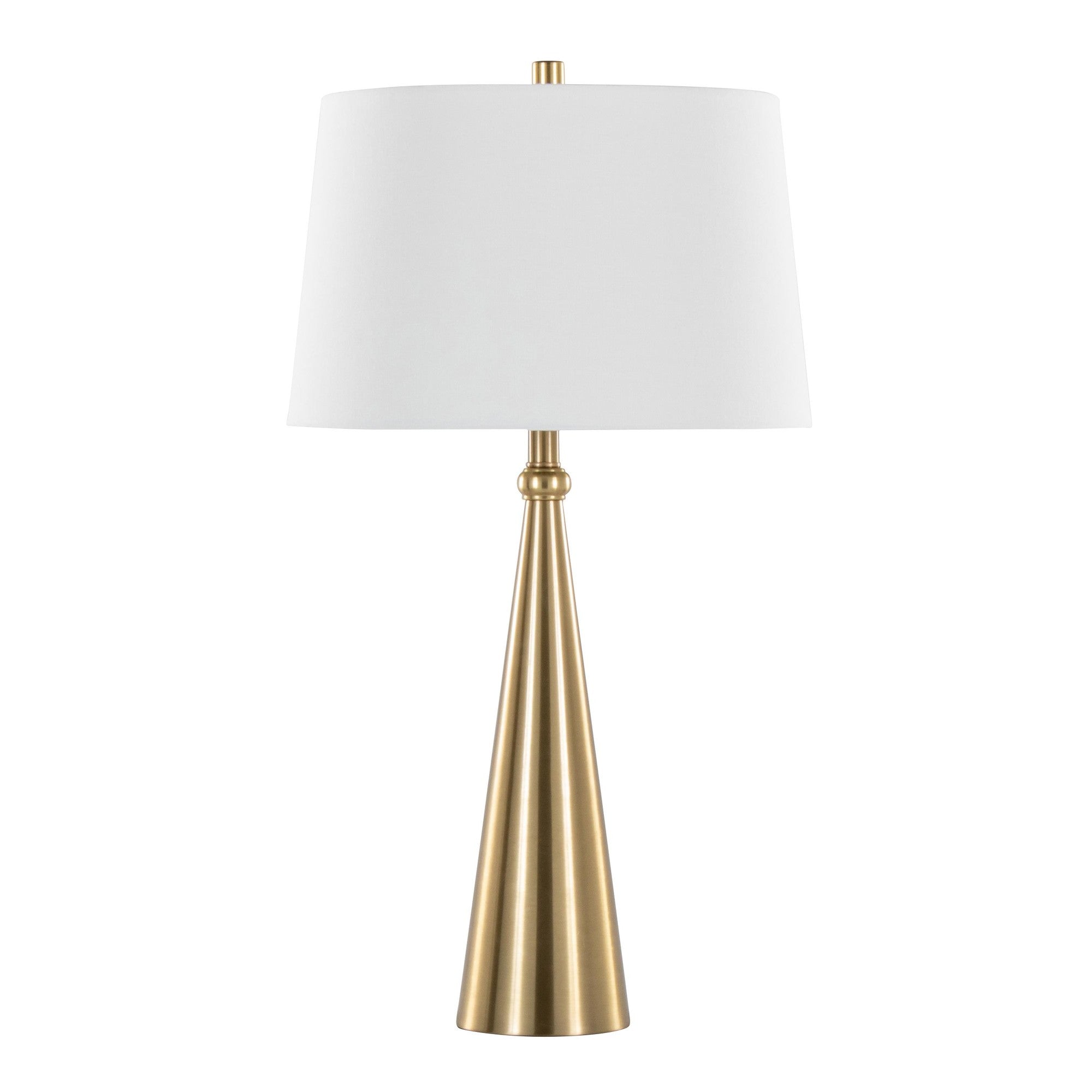 Cone 30" Metal Table Lamp - Set of 2 - Gold Metal, White Linen