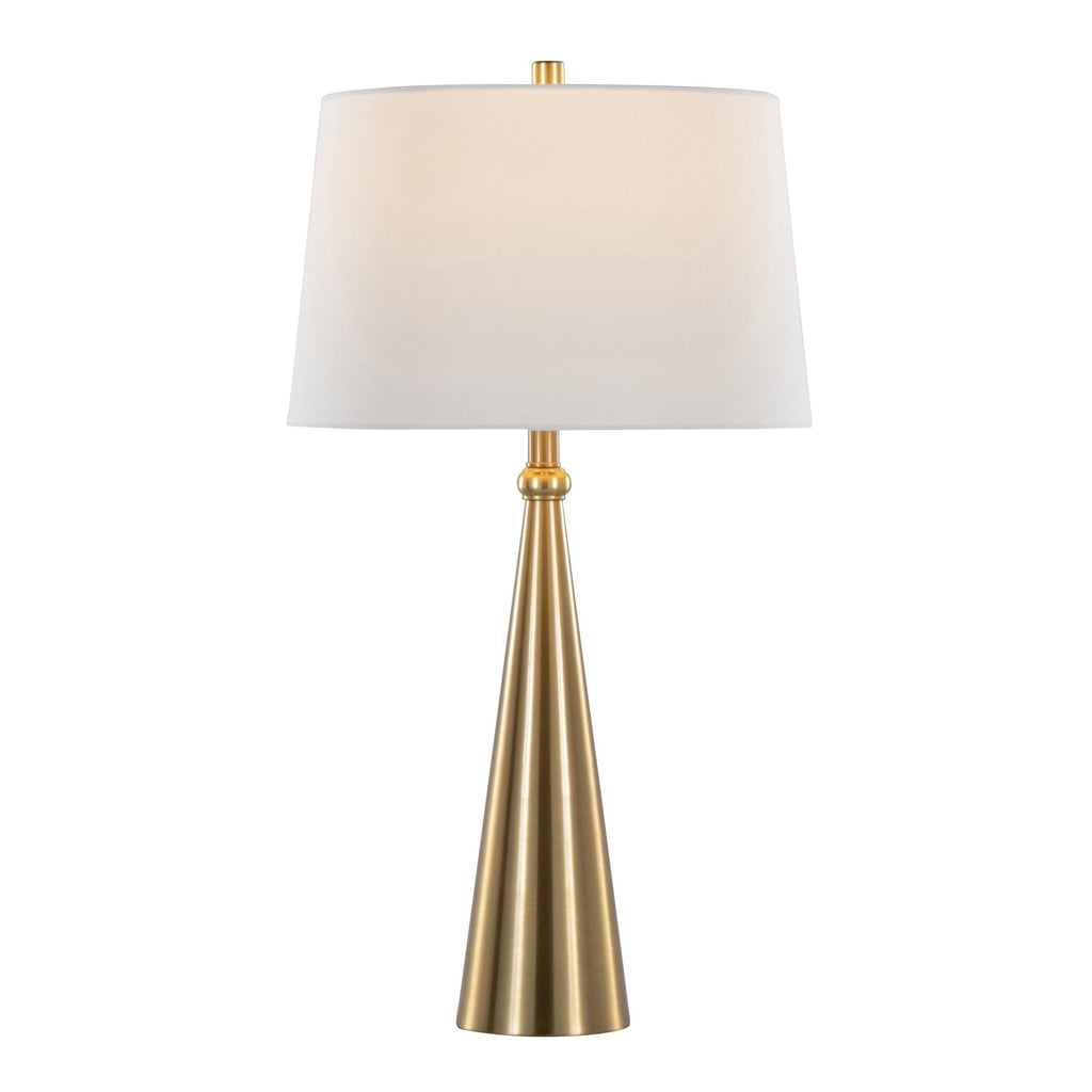 Cone 30" Metal Table Lamp - Set of 2 - Gold Metal, White Linen