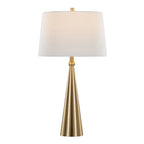 Cone 30" Metal Table Lamp - Set of 2 - Gold Metal, White Linen