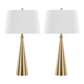 Cone 30" Metal Table Lamp - Set of 2 - Gold Metal, White Linen