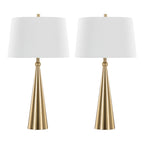 Cone 30" Metal Table Lamp - Set of 2 - Gold Metal, White Linen