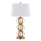 Linx 29" Metal Table Lamp - Set of 2 - Gold Metal, White Linen