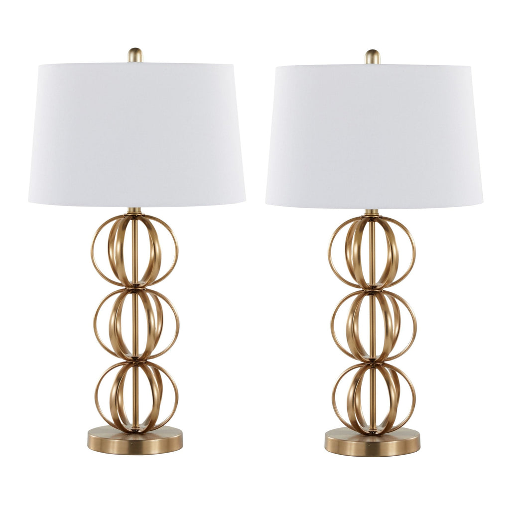 Linx 29" Metal Table Lamp - Set of 2 - Gold Metal, White Linen