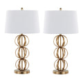Linx 29" Metal Table Lamp - Set of 2 - Gold Metal, White Linen