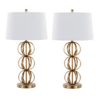 Linx 29" Metal Table Lamp - Set of 2 - Gold Metal, White Linen