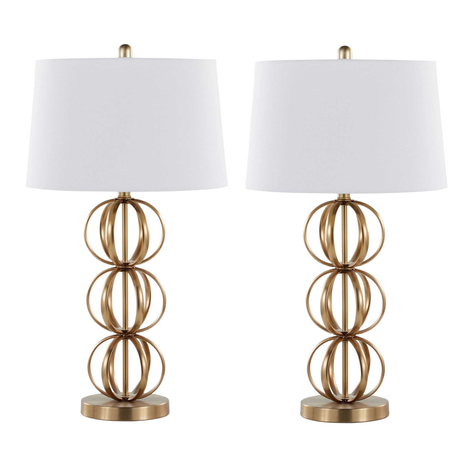 Linx 29" Metal Table Lamp - Set of 2 - Gold Metal, White Linen