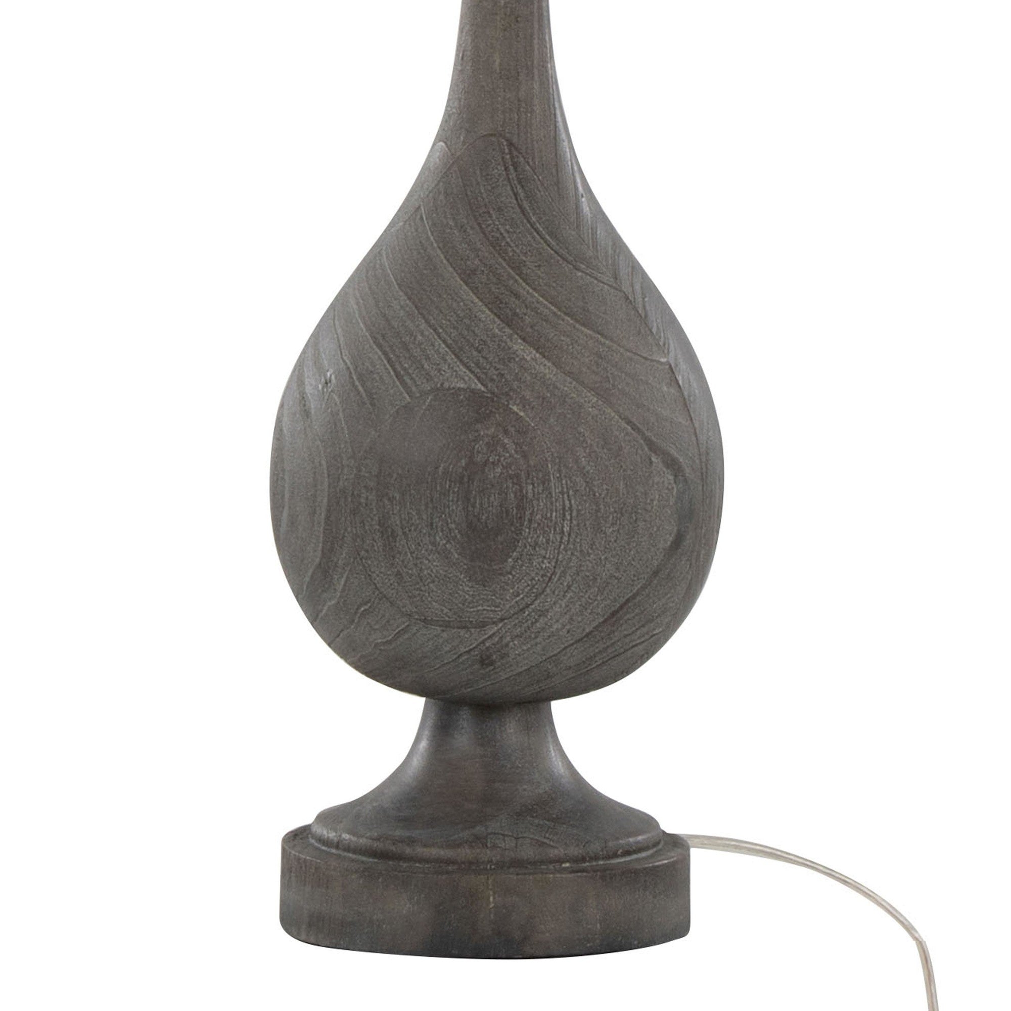 Cipolla Poly 29" Polyresin Table Lamp - Set of 2 - Acid Griffin Wood Polyresin, Antique Soft Brass, Natural Linen