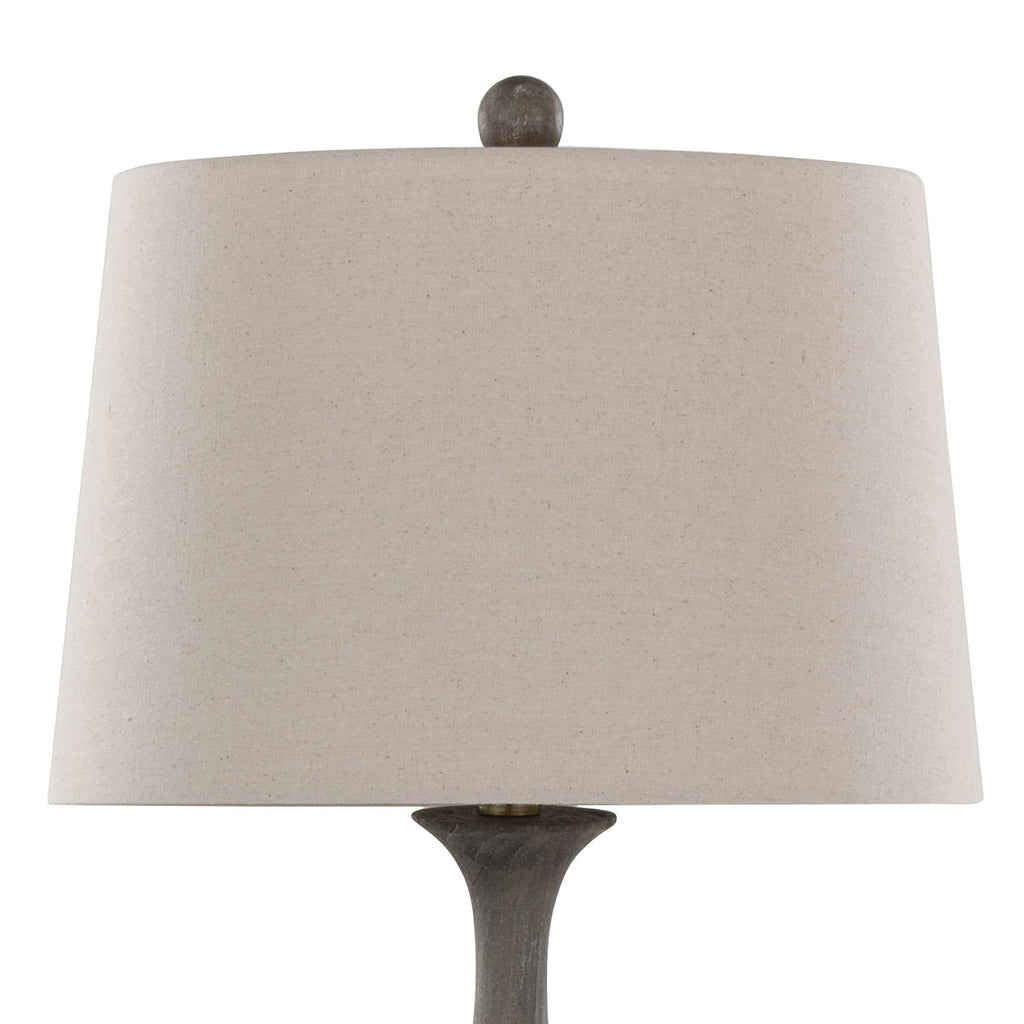 Cipolla Poly 29" Polyresin Table Lamp - Set of 2 - Acid Griffin Wood Polyresin, Antique Soft Brass, Natural Linen