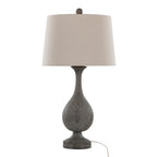 Cipolla Poly 29" Polyresin Table Lamp - Set of 2 - Acid Griffin Wood Polyresin, Antique Soft Brass, Natural Linen