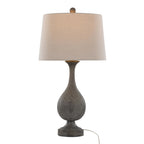 Cipolla Poly 29" Polyresin Table Lamp - Set of 2 - Acid Griffin Wood Polyresin, Antique Soft Brass, Natural Linen