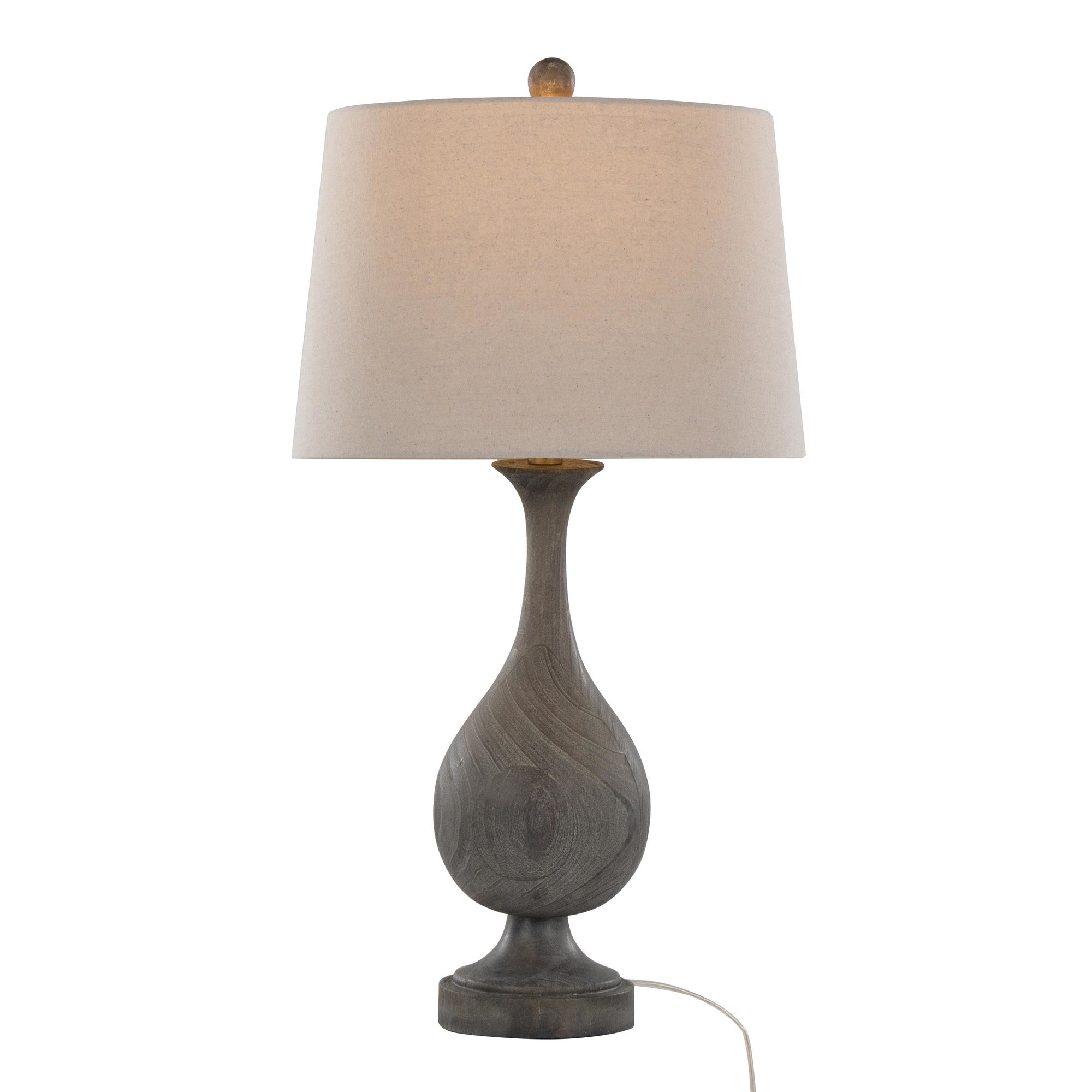 Cipolla Poly 29" Polyresin Table Lamp - Set of 2 - Acid Griffin Wood Polyresin, Antique Soft Brass, Natural Linen