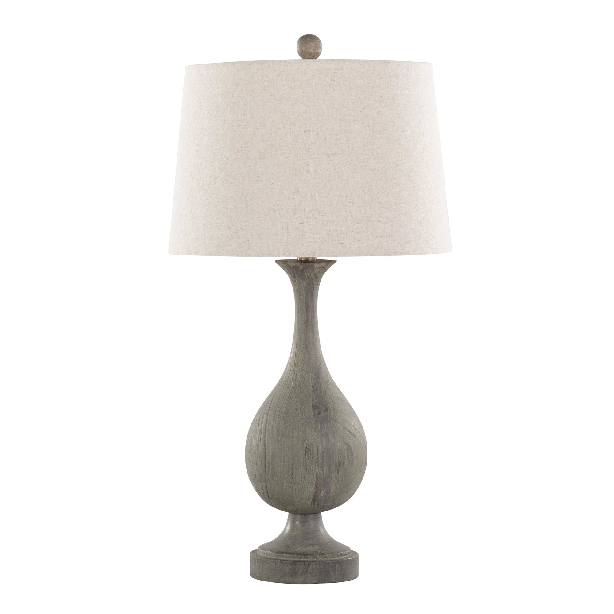 Cipolla Poly 29" Polyresin Table Lamp - Set of 2 - Acid Dusty Wood Polyresin, Antique Soft Brass, Natural Linen