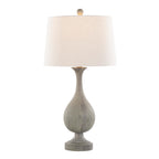 Cipolla Poly 29" Polyresin Table Lamp - Set of 2 - Acid Dusty Wood Polyresin, Antique Soft Brass, Natural Linen