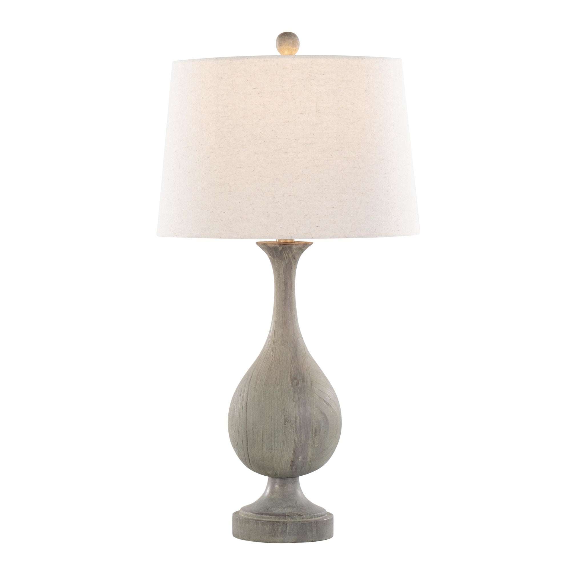 Cipolla Poly 29" Polyresin Table Lamp - Set of 2 - Acid Dusty Wood Polyresin, Antique Soft Brass, Natural Linen