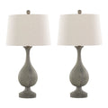 Cipolla Poly 29" Polyresin Table Lamp - Set of 2 - Acid Dusty Wood Polyresin, Antique Soft Brass, Natural Linen