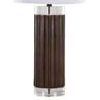 Cylinder Fluted 29.25" Polyresin Table Lamp - Set of 2 - Brown Lustre Polyresin, Clear Crystal, White Linen