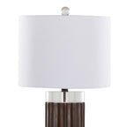 Cylinder Fluted 29.25" Polyresin Table Lamp - Set of 2 - Brown Lustre Polyresin, Clear Crystal, White Linen