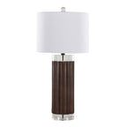 Cylinder Fluted 29.25" Polyresin Table Lamp - Set of 2 - Brown Lustre Polyresin, Clear Crystal, White Linen