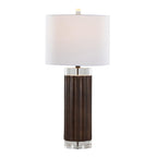 Cylinder Fluted 29.25" Polyresin Table Lamp - Set of 2 - Brown Lustre Polyresin, Clear Crystal, White Linen