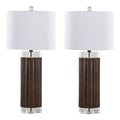 Cylinder Fluted 29.25" Polyresin Table Lamp - Set of 2 - Brown Lustre Polyresin, Clear Crystal, White Linen